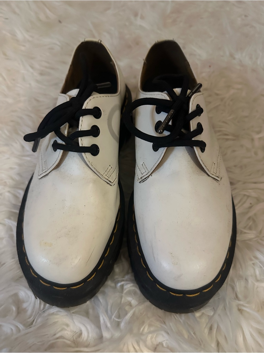 Dr. Martens White and Black Lace-Up Derby Shoes